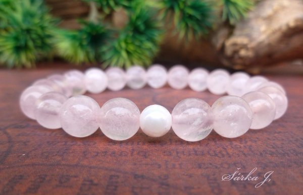 RŮŽENÍN + perla AKOYA - náramek se sílou přírody