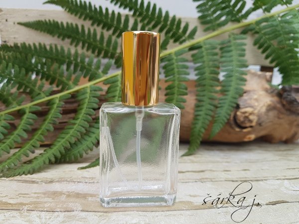 Skleněný flakon na parfém 30 ml se zlatým rozprašovačem