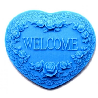 silikonová forma na odlévání mýdel - RŮŽIČKOVÉ SRDÍČKO WELCOME