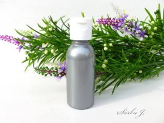 šedo-stříbrná lahvička + kapací KLIP uzávěr, 35 ml