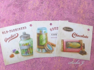 dárkové kartičky - Candies, 3 kusy