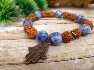 náramek se sílou přírody - Rudraksha, Sodalit, Fatima