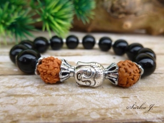 náramek se sílou přírody - Rudraksha, Onyx : Buddha