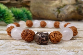 náramek se sílou přírody - Rudraksha, Růženín : Buddha