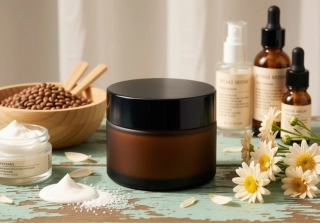 Hnědá skleněná dóza s matným povrchem 50 ml